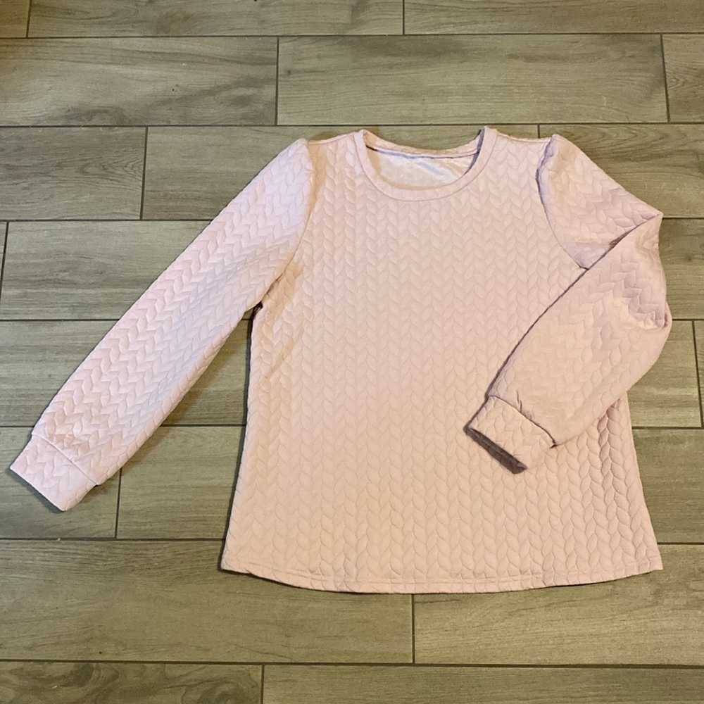 Light Pink Long Sleeve Waffle Shirt